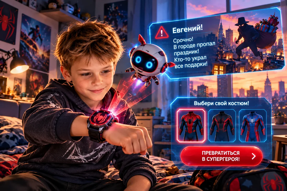 Иллюстрация из открытки: Паучья миссия