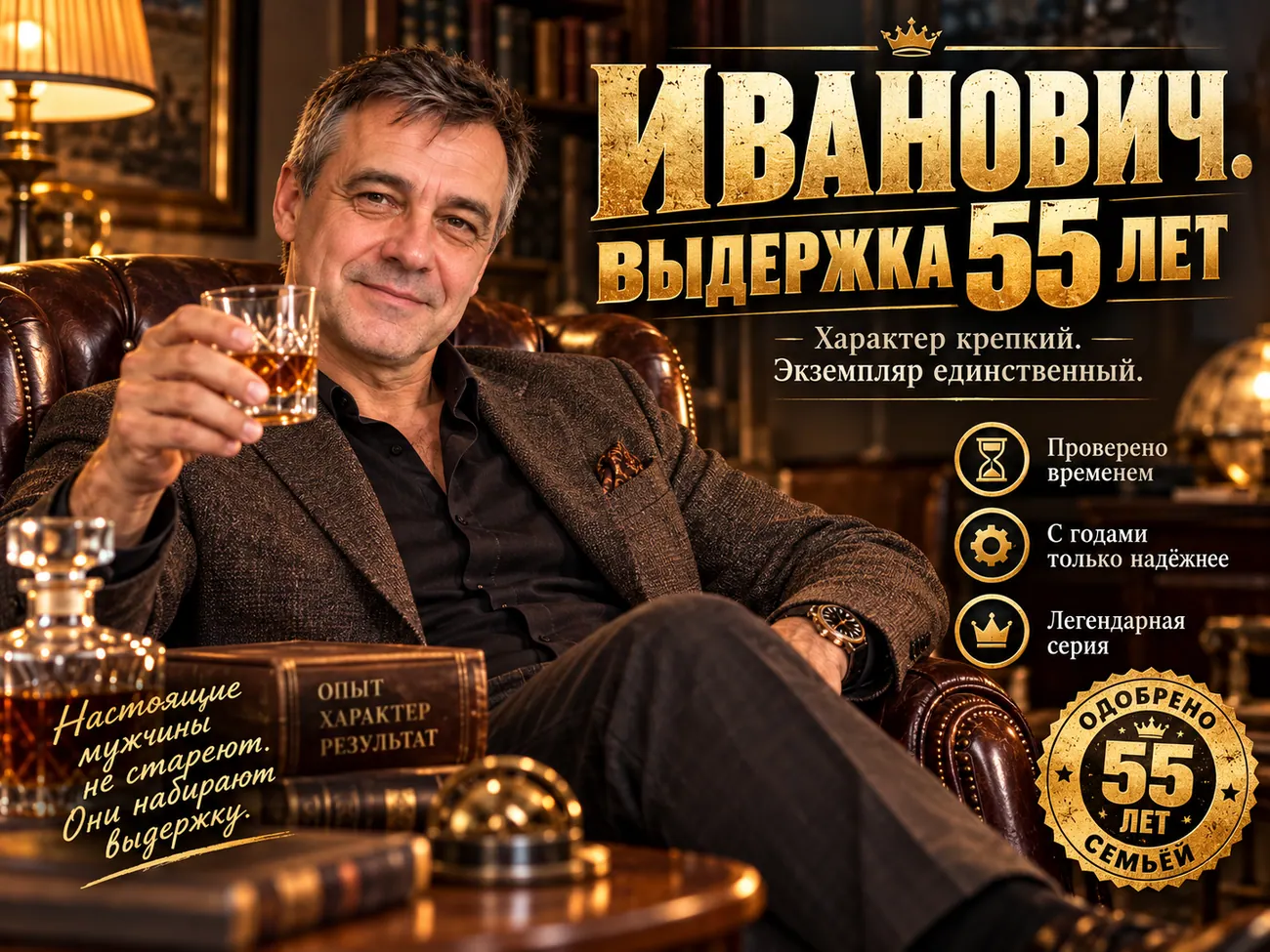 Шуточная премиальная реклама Иванович — выдержка 55 лет